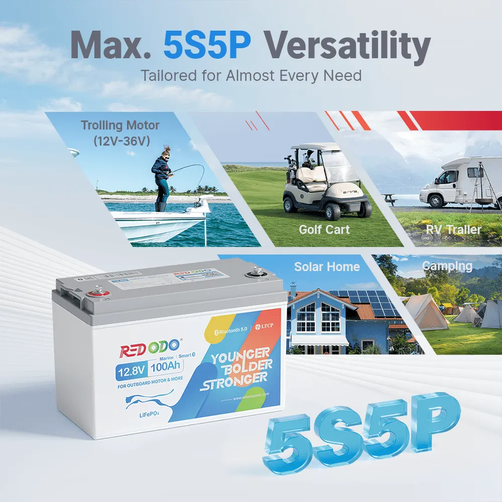 Redodo 12V 100Ah outboard motor battery max. 5P5S for versatility