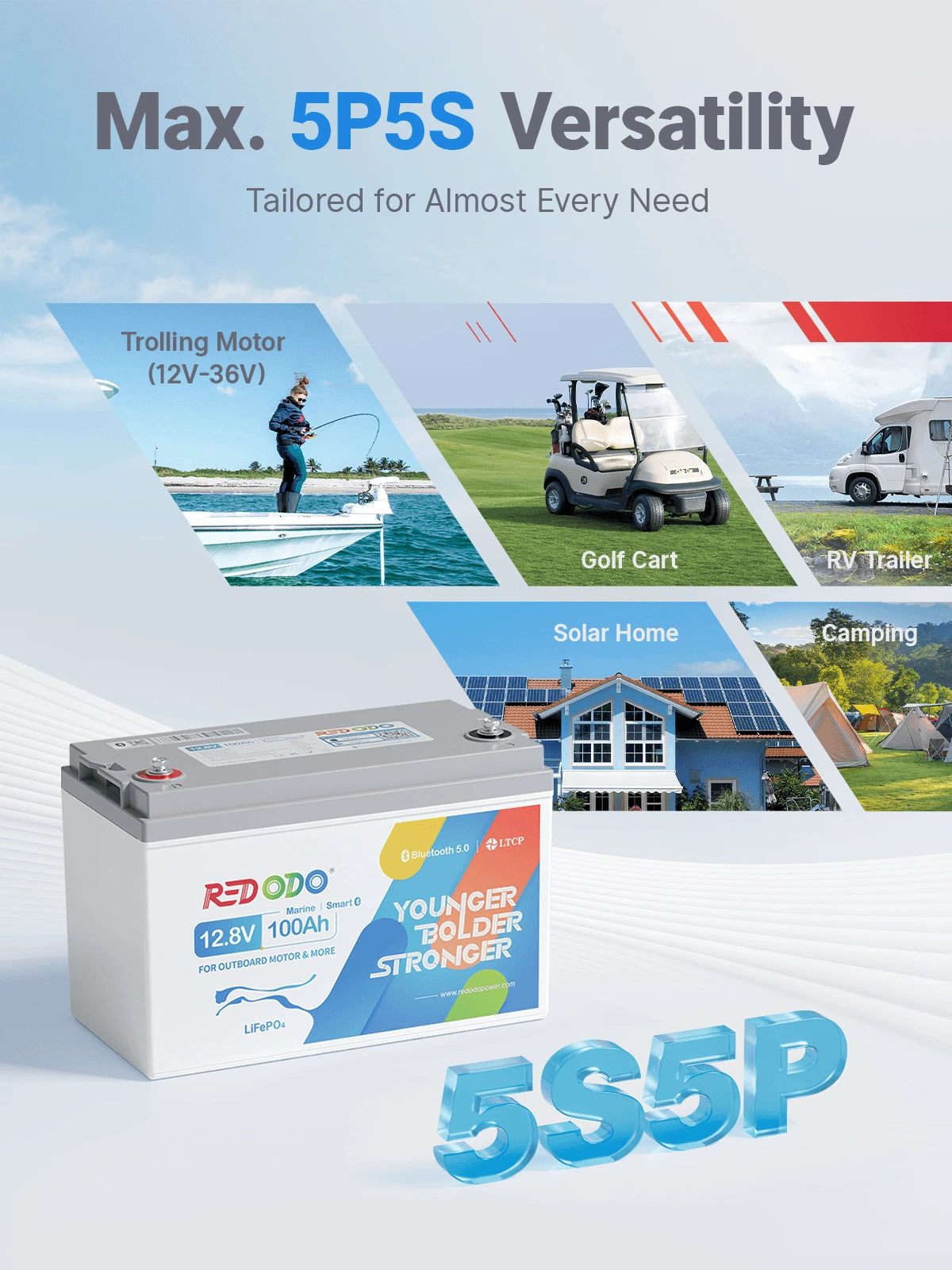 Redodo 12v 100ah outboard motor battery for deep cycle 