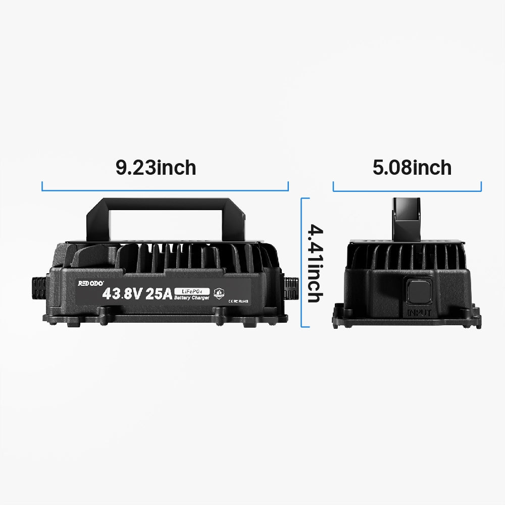 Redodo 43.8V 25A Lithium Battery Charger Size for 36V LiFePO4 Battery 
