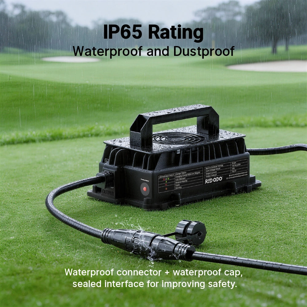IP65 Rating Redodo 58.4V 18A LiFePO4 Battery Charger for 48V Lithium golf cart battery 