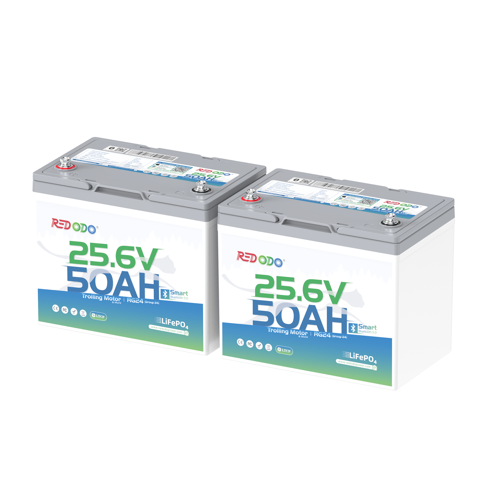 2 pack of Redodo 24V 50Ah lithium marine battery for trolling motor