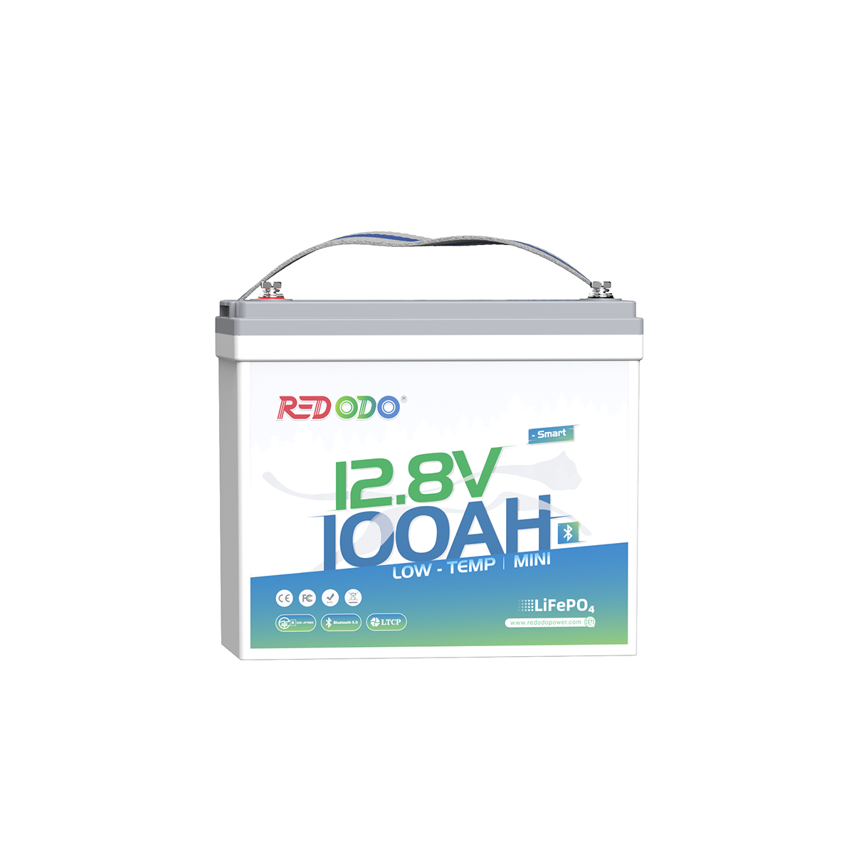 TCBWORTH Mini 12V 100Ah Smart Bluetooth LiFePO4 Battery – Low Temp Protection, Solar/Marine/RV
