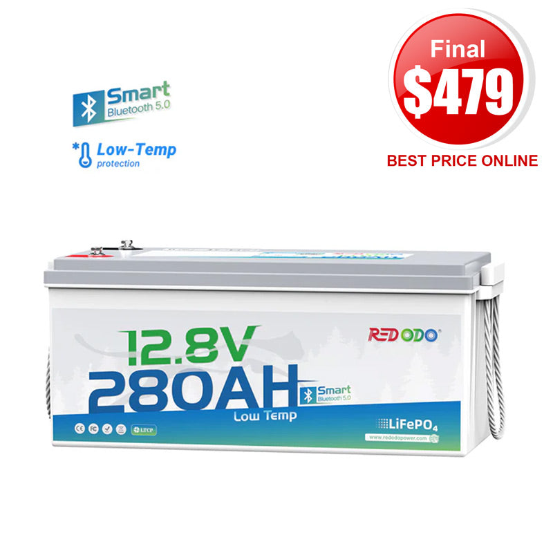⚡[Final $479] Redodo 12V 280Ah Bluetooth Lithium Battery | Low Temp Protection | For RV, Marine, Solar