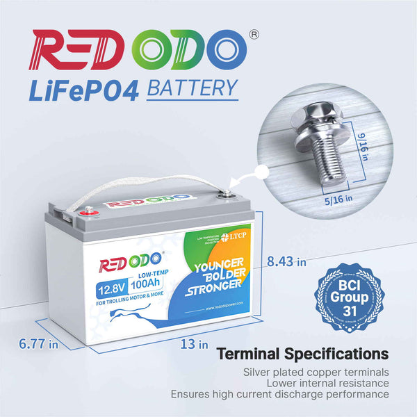 Redodo 12.8V 100Ah Low Temp Cutoff LiFePO4 Battery, Perfect for Trolling Motor 的副本 Redodo Power