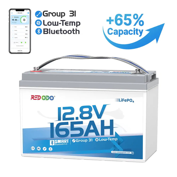 Redodo 12V 165Ah Group 31 Bluetooth Lithium RV Battery