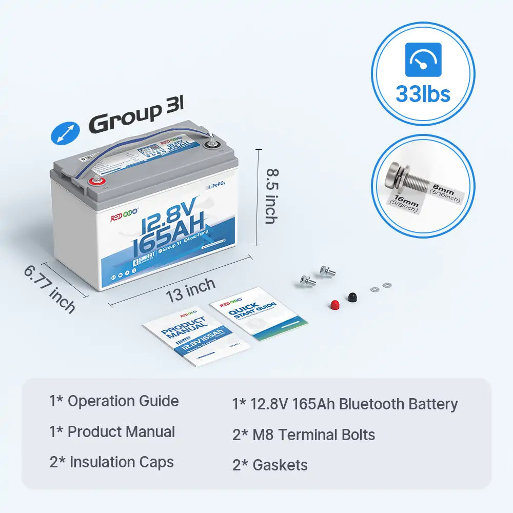 Redodo 12V 165Ah bluetooth lithiun battery product box