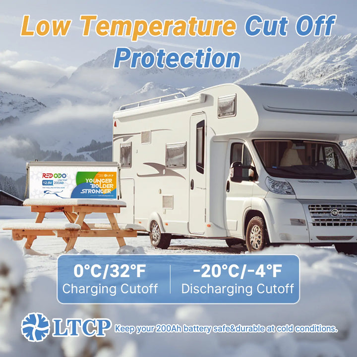 12V 200Ah lithium RV battery with low temp protection