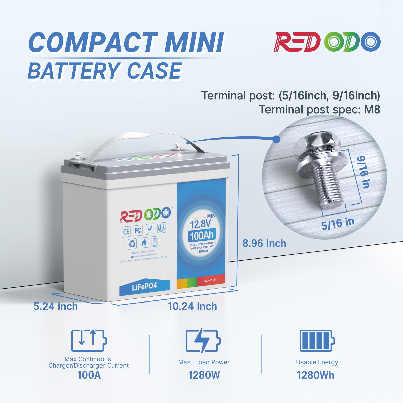 【NEW】Redodo 12V 100Ah Mini LiFePO4 battery | 1.28kWh & 1.28kW Redodo