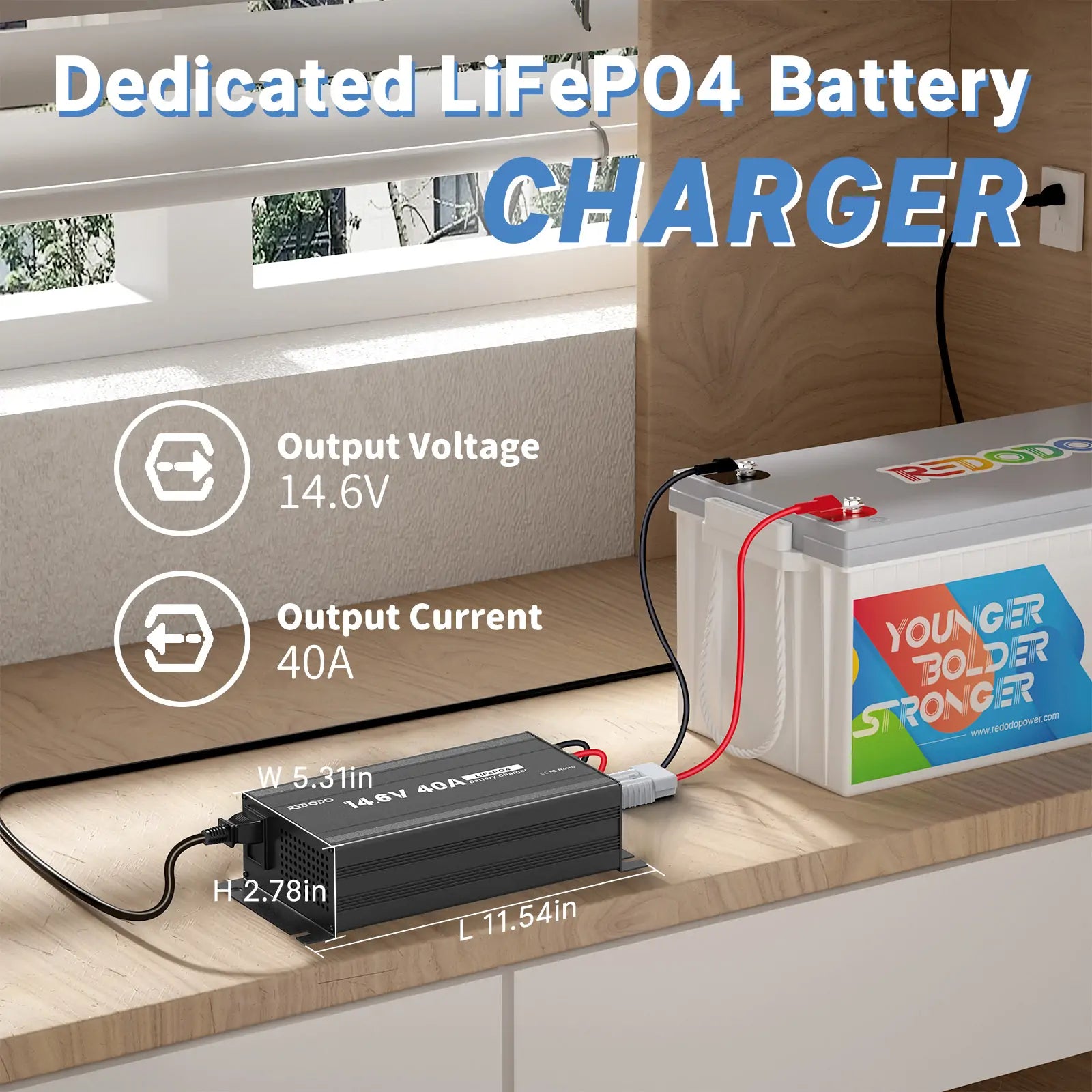 Redodo 14.6V 40 amp battery charger Wall-Mount Redodo Power