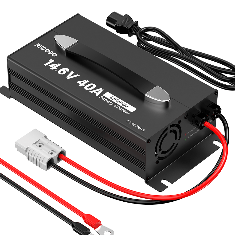 Redodo 14.6V 40A Upgrade Handle LiFePO4 Battery Charger for 12V LiFePO4 battery
