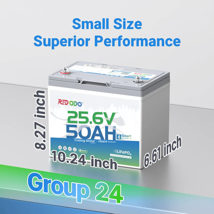 Redodo 24V 50Ah Group 24 Lithium Trolling Motor Battery