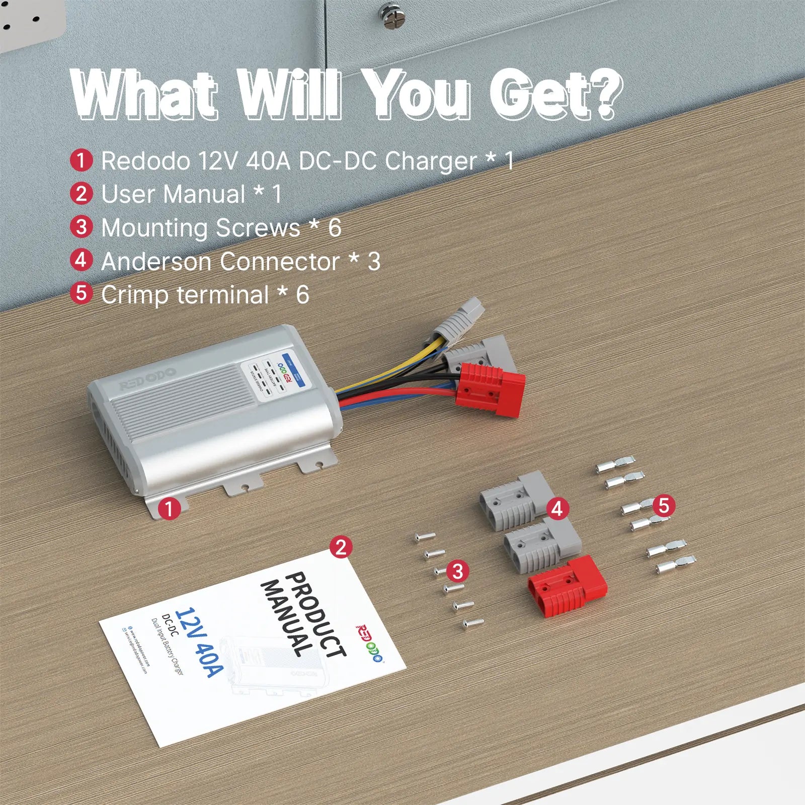 RED ODO 40A DC-DC バッテリーチャージャー Redodo 12V 40A DC to DC Solar Battery Charger with MPPT