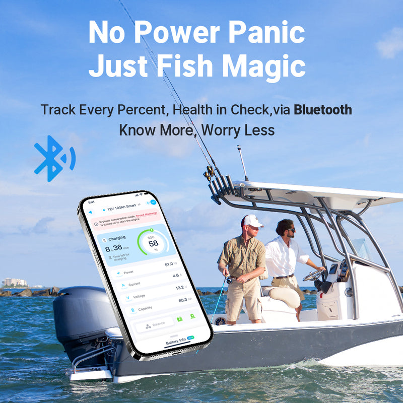 【Like New】Redodo 12V 100Ah 900 CCA Group 27 Dual Purpose Marine Battery with OTA Bluetooth Auto-Heating