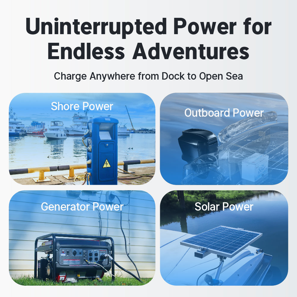 charging ways of Redodo Group 27 lithium dual purpose marine battery