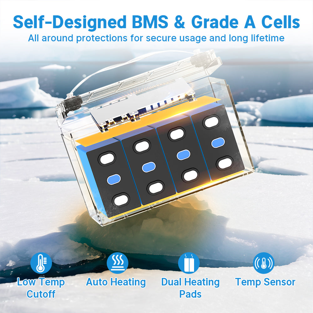 self-heating lithium battery with self-designed BMS & grade A cells
