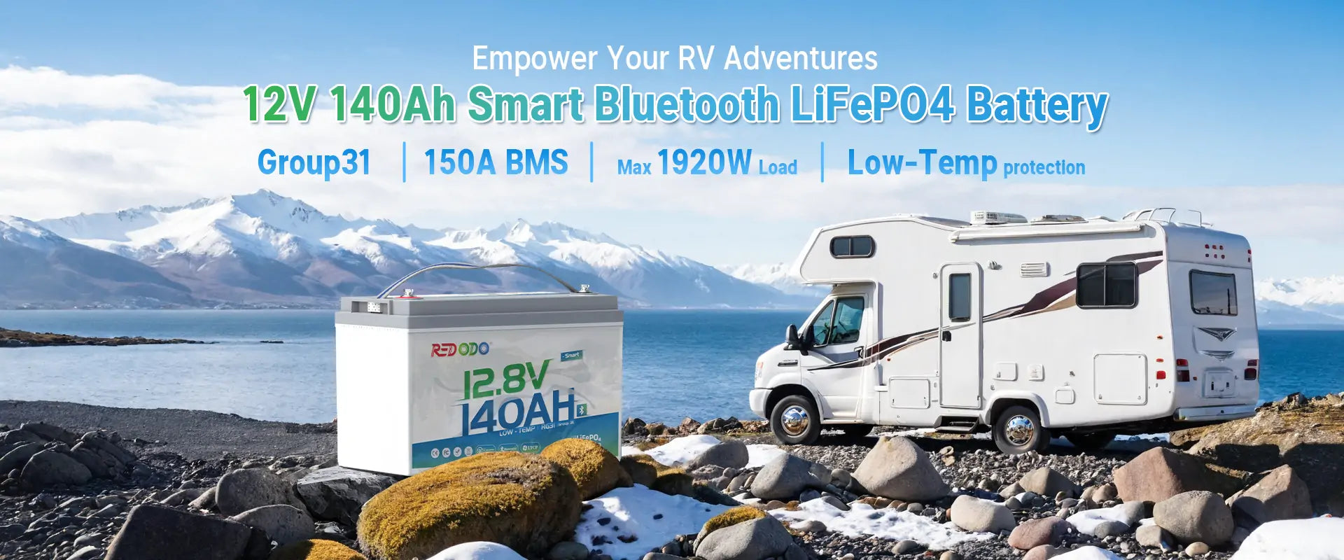 Redodo 12V 140Ah bluetooth lithium batery for RV