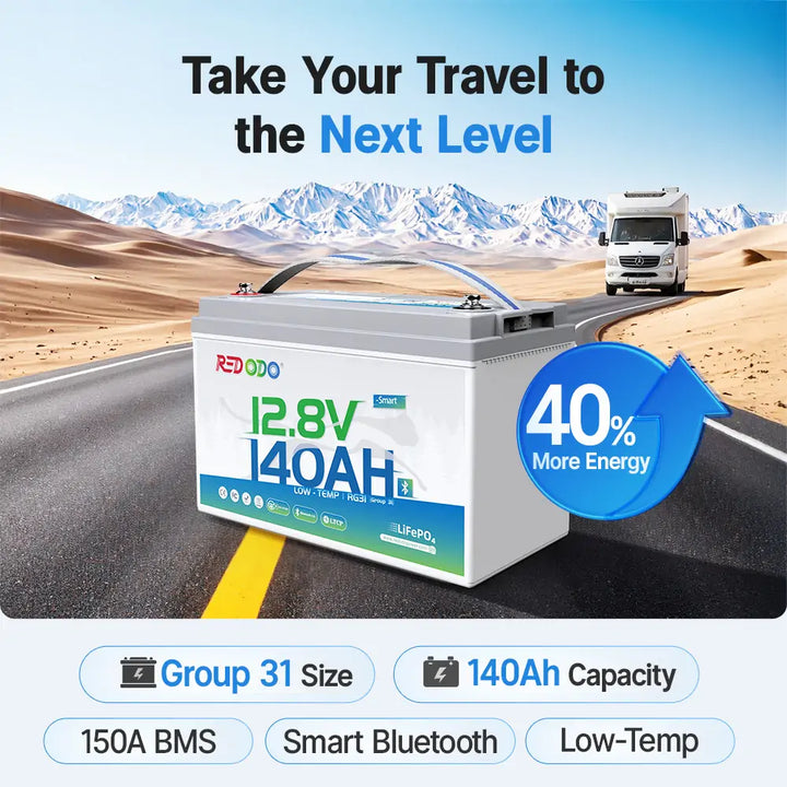 Redodo 140Ah Group 31 lithium battery for RV