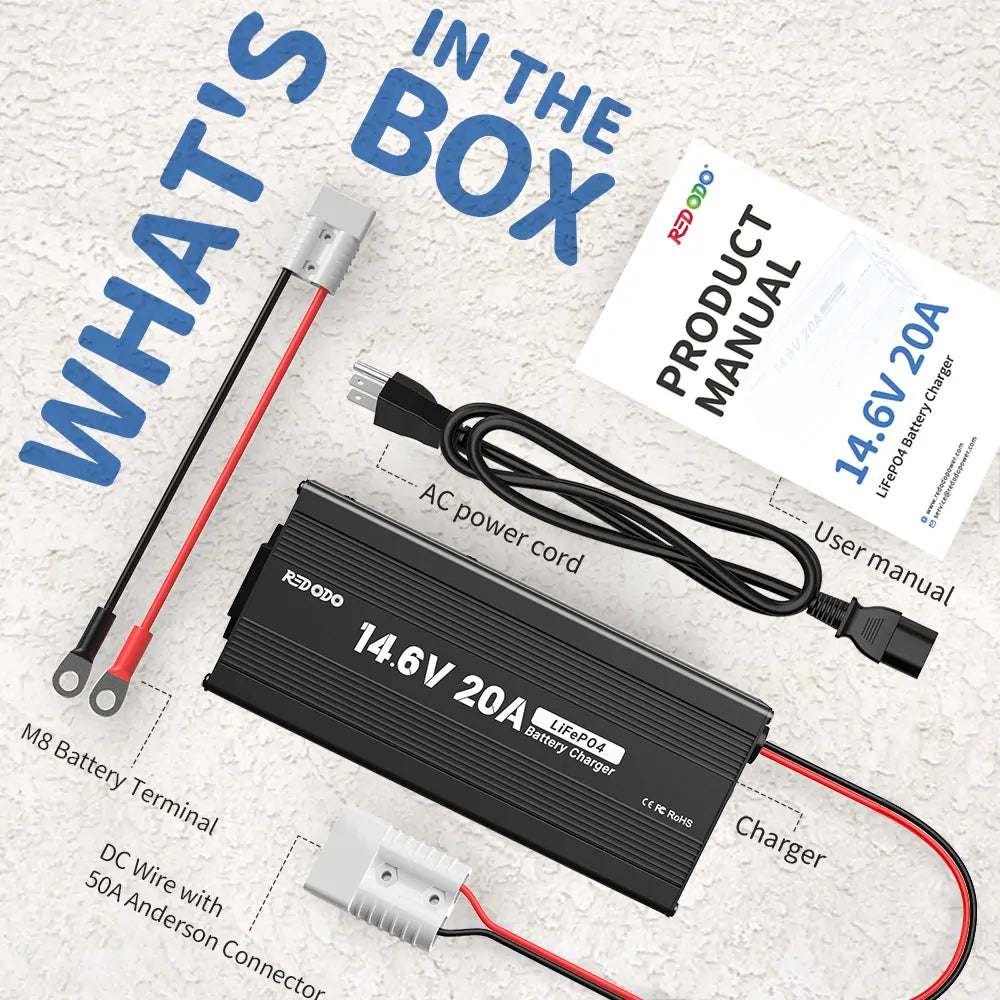 Redodo 14.6V 20A LiFePO4 Battery Charger