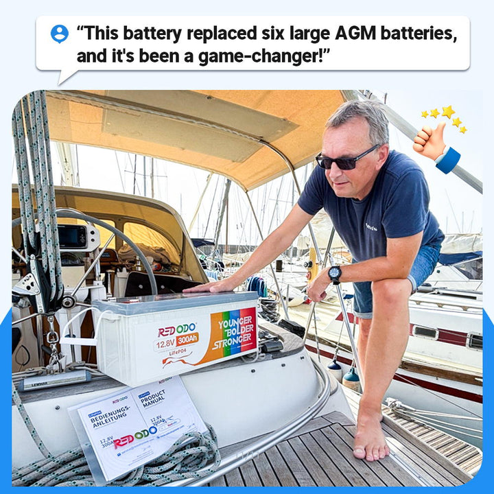 Redodo 12V 300Ah Lithium deep cycle Battery for marine use