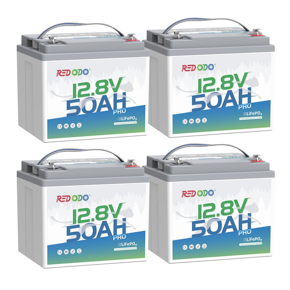 4 pack of Redodo 12V 50Ah Lithium Batteries