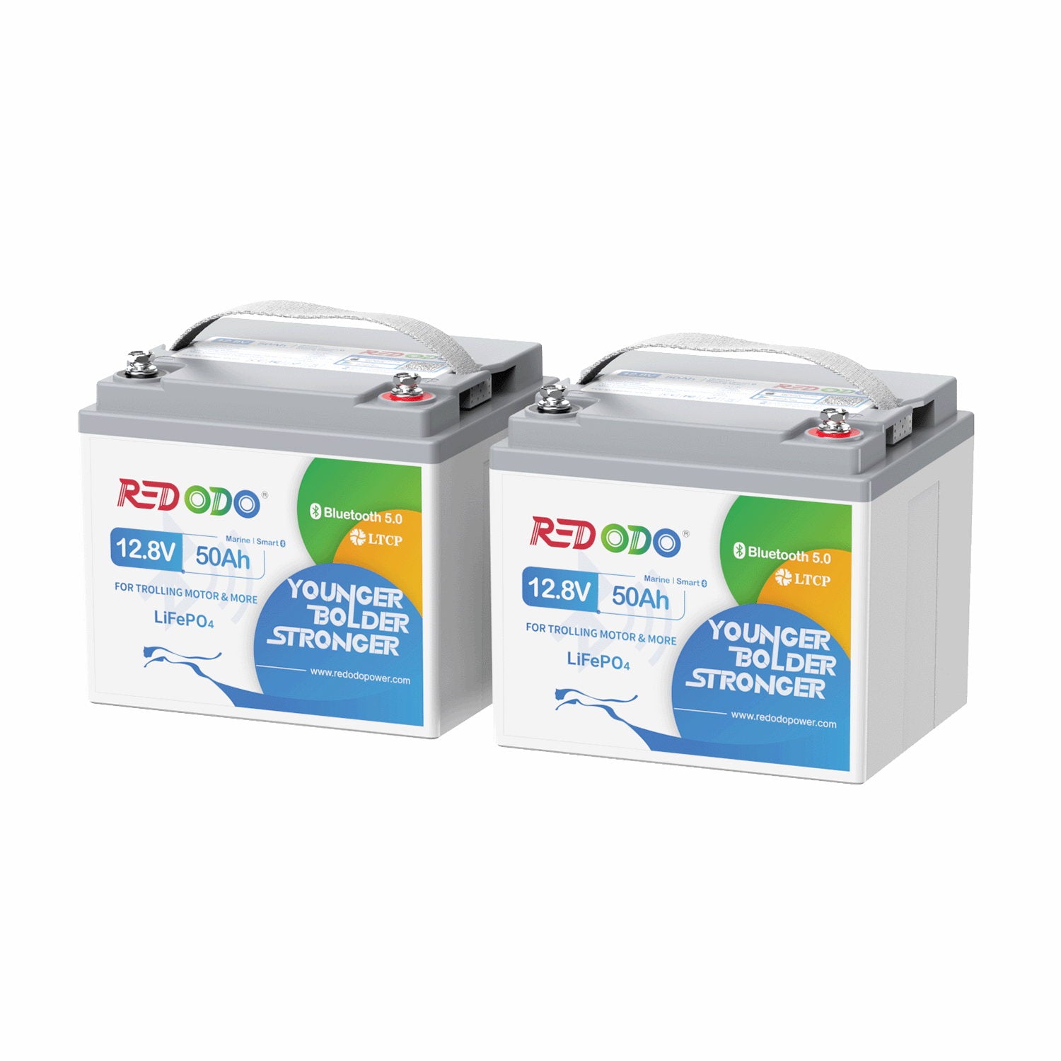2 pack of 12V 50Ah LiFePO4 bluetooth batteries