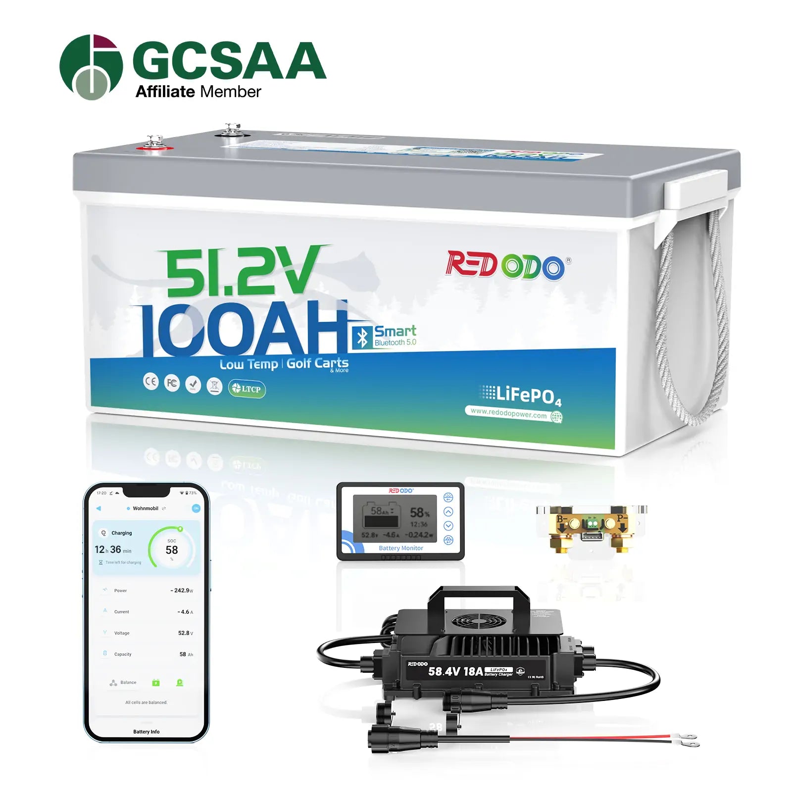 ⚡[$975 after Sign-Up] Redodo 48V 100Ah Bluetooth Golf Cart Lithium Battery Conversion Kit | For Club Car, EZGO, ICON, Yamaha