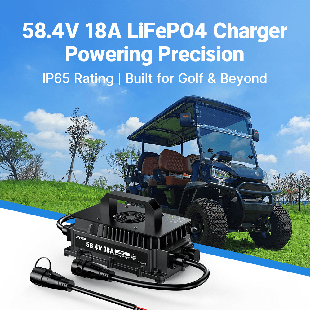 Redodo 58.4V 18A LiFePO4 Battery Charger for 48V Lithium golf cart battery