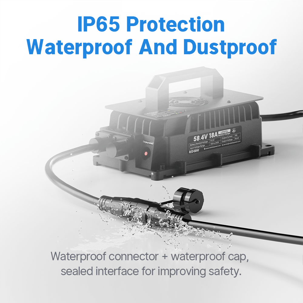 Redodo 58.4V 18A LiFePO4 Battery Charger with IP65 waterproof 
