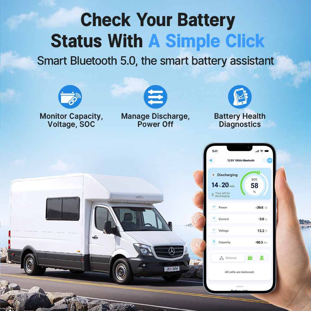 12V 100Ah Group 31 Bluetooth deep cycle battery 