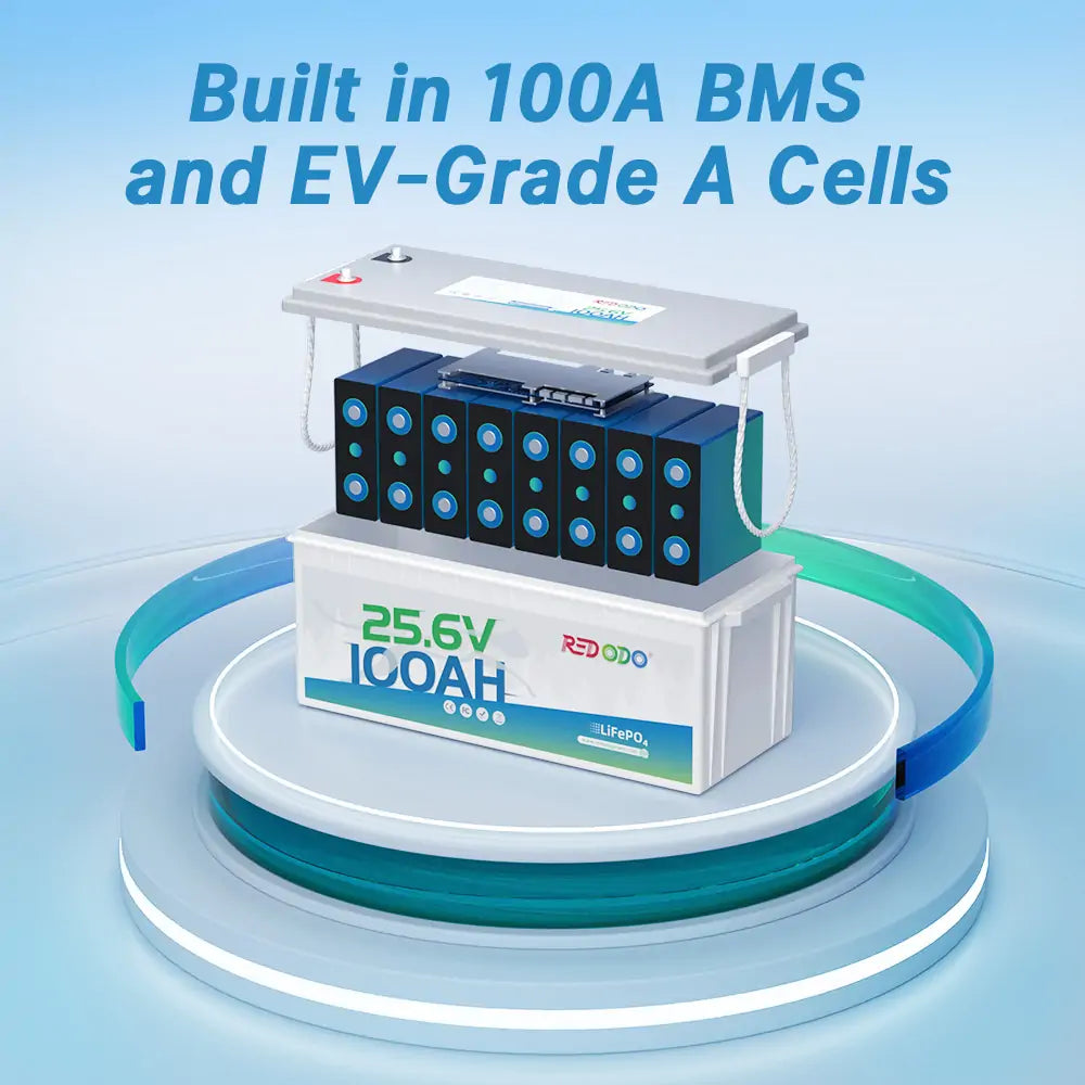 Redodo 24V 100Ah lithium ion battery LiFePO4 Grade A Cells
