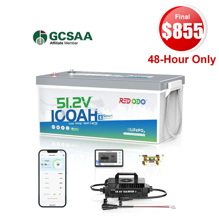 【Final $855】Redodo 48V 100Ah Bluetooth Golf Cart Lithium Battery Conversion Kit | For Club Car, EZGO, ICON, Yamaha