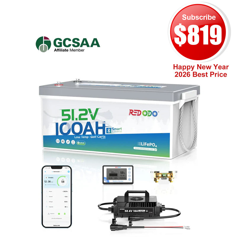 🔥【$819 After Subscribe】Redodo 48V 100Ah Bluetooth Golf Cart Lithium Battery Conversion Kit | For Club Car, EZGO, ICON, Yamaha