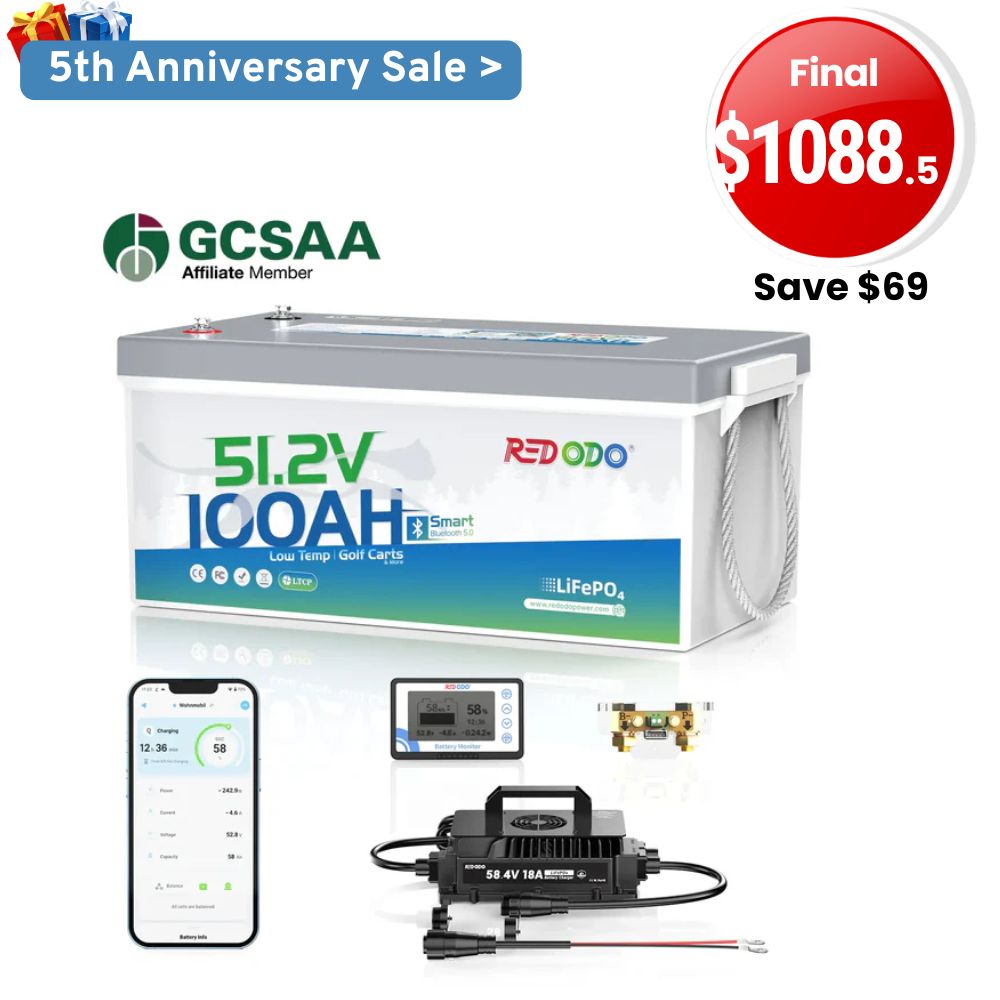 🔥【Save $69】Redodo 48V 100Ah Bluetooth Golf Cart Lithium Battery Conversion Kit | For Club Car, EZGO, ICON, Yamaha