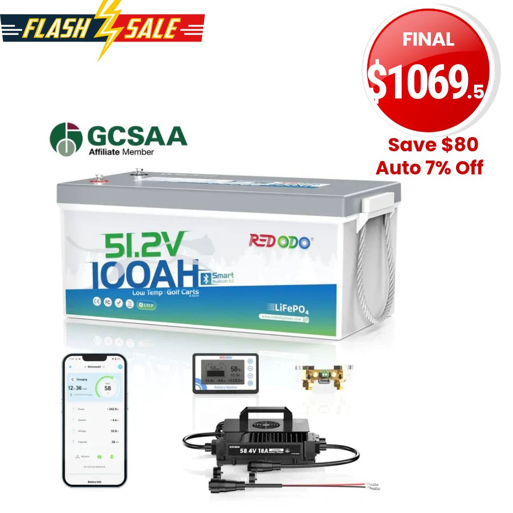 🔥【SAVE $80】Redodo 48V(51.2V) 100Ah Bluetooth Golf Cart Lithium Battery Conversion Kit | For Club Car, EZGO, ICON, Yamaha