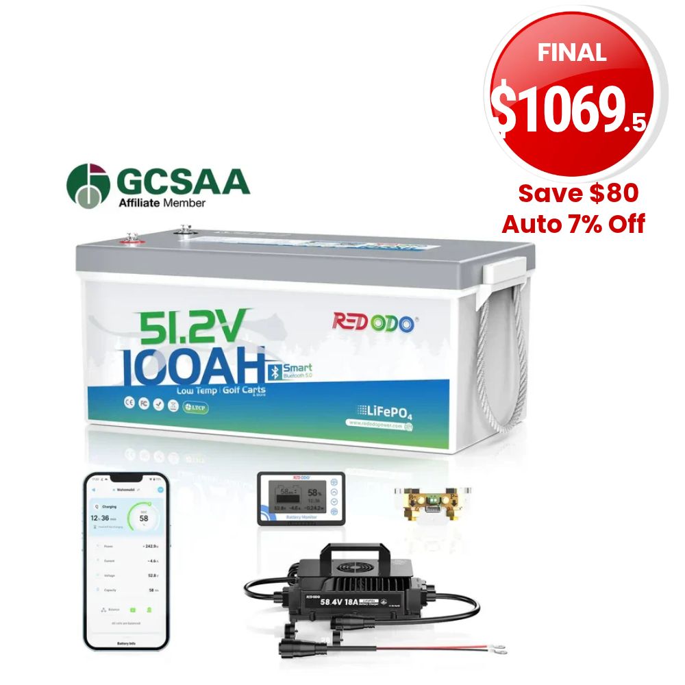🎃【SAVE $80】Redodo 48V(51.2V) 100Ah Bluetooth Golf Cart Lithium Battery Conversion Kit | For Club Car, EZGO, ICON, Yamaha