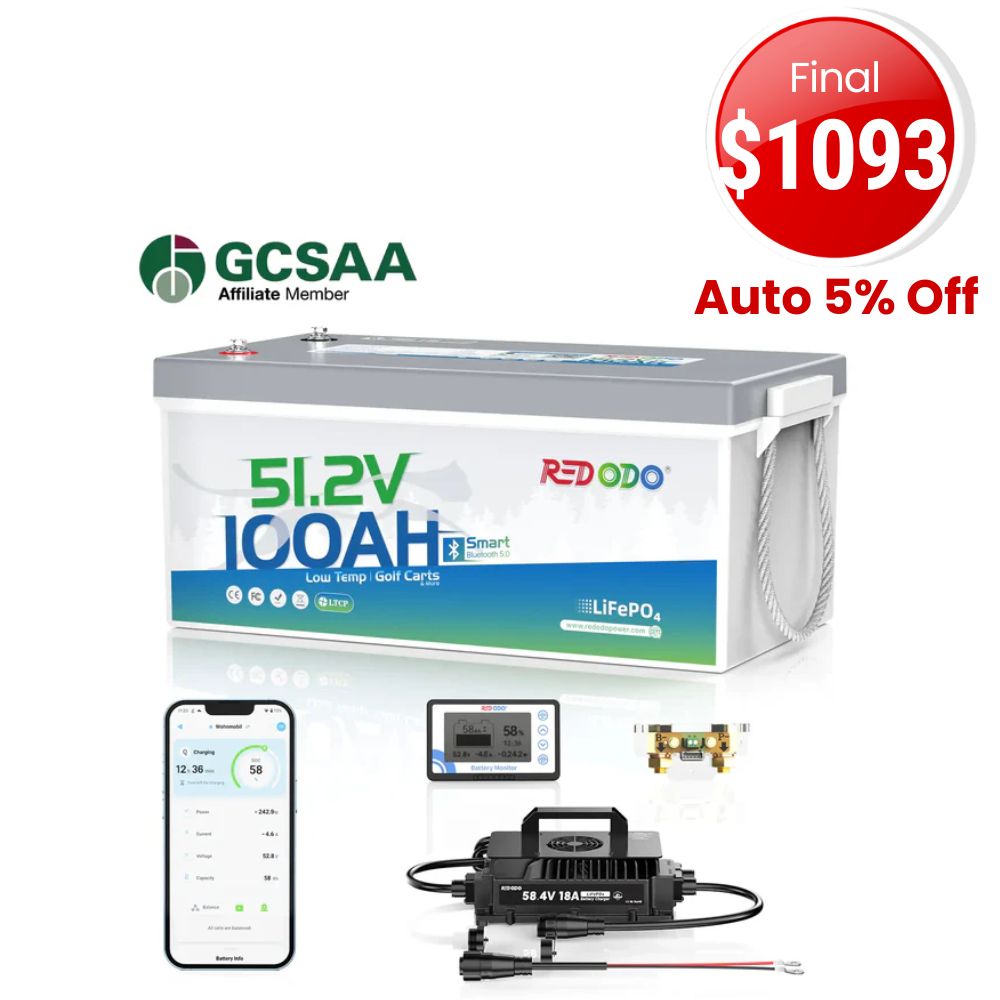 🔥【Final $1093】Redodo 48V 100Ah Bluetooth Golf Cart Lithium Battery Conversion Kit | For Club Car, EZGO, ICON, Yamaha