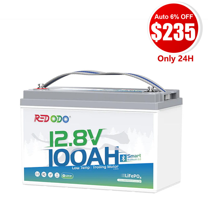 ⚡【$235 Only 24H】Redodo 12V 100Ah Group 31 Bluetooth Lithium Battery | Real-Time Battery Monitoring | For RV, Marine, Solar