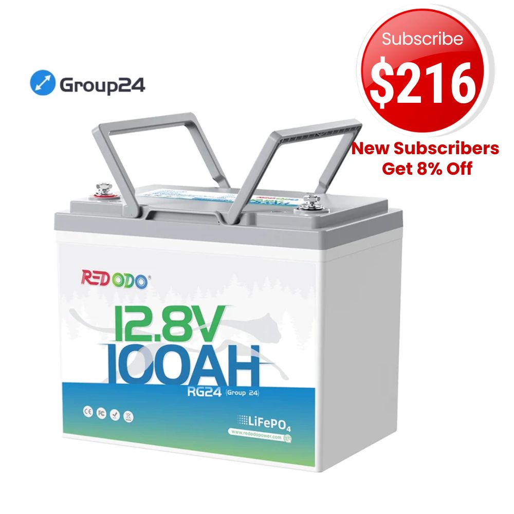 🔥【Extended Deal】Redodo 12V 100Ah Group 24 Deep Cycle LiFePO4 Lithium Battery | For Home, RV, Marine