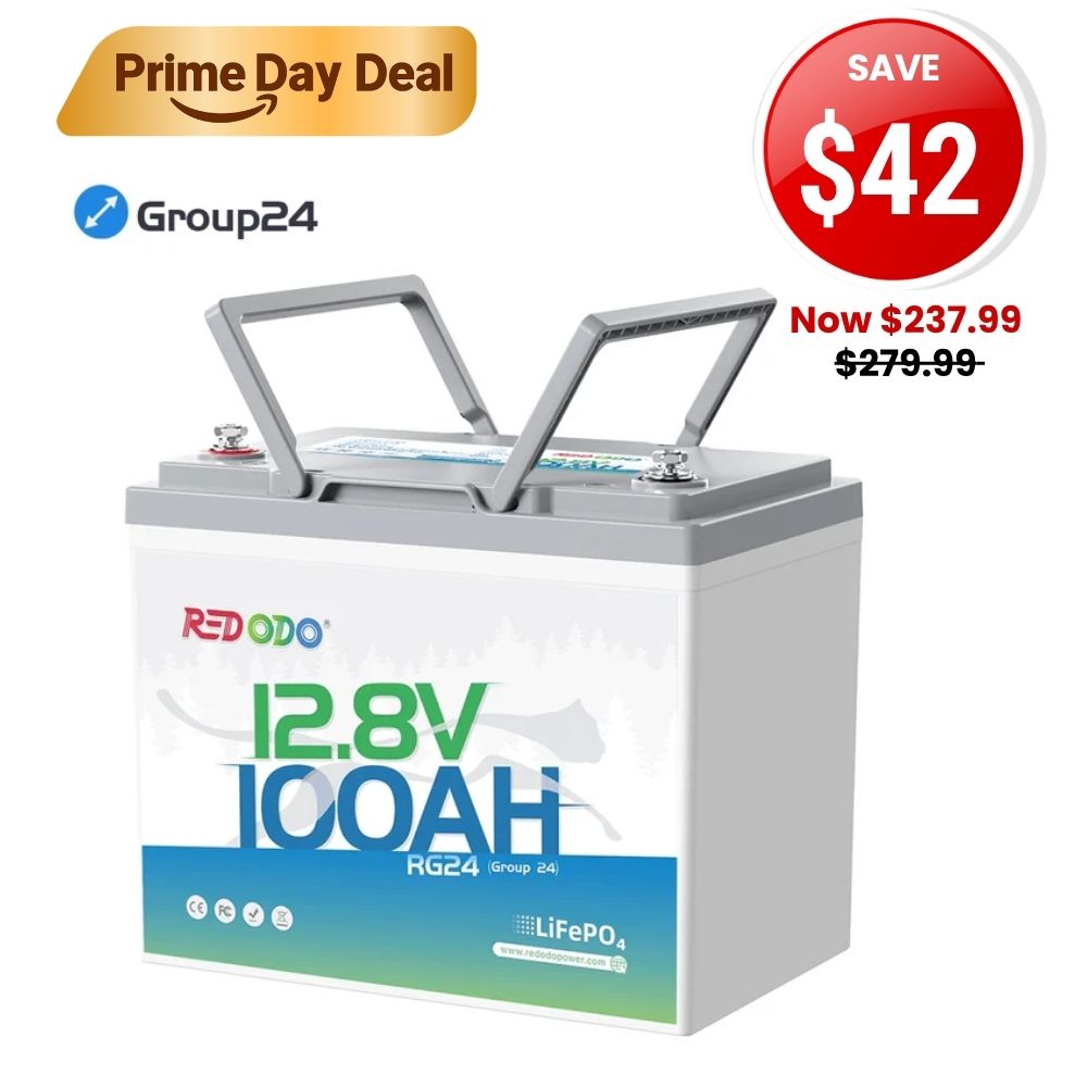 🔥【SAVE $42】Redodo 12V 100Ah Group 24 Deep Cycle LiFePO4 Lithium Battery | For Home, RV, Marine