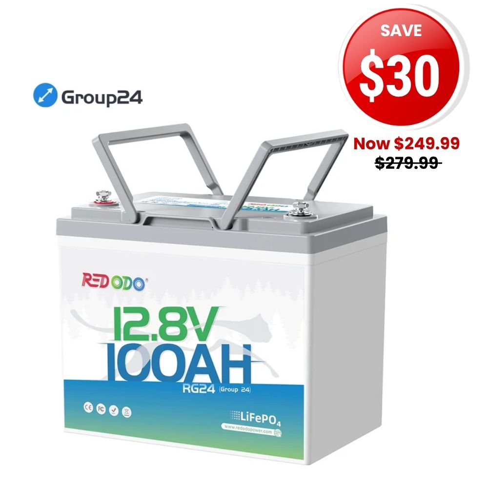 🔥【SAVE $30】Redodo 12V 100Ah Group 24 Deep Cycle LiFePO4 Lithium Battery | For Home, RV, Marine