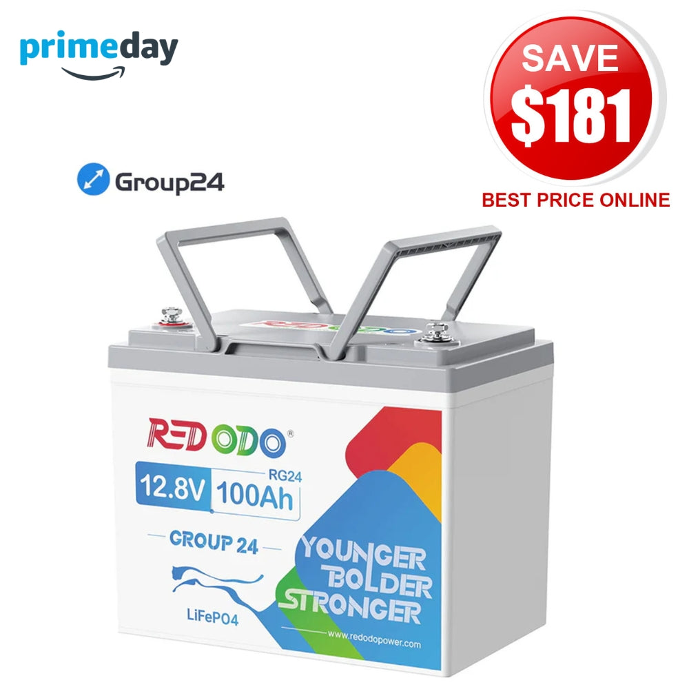 ⚡Redodo 12V 100Ah Group 24 Deep Cycle LiFePO4 Lithium Battery | For Home, RV, Marine