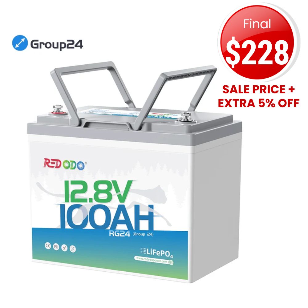 🔥【Fianl $228】Redodo 12V 100Ah Group 24 Deep Cycle LiFePO4 Lithium Battery | For Home, RV, Marine