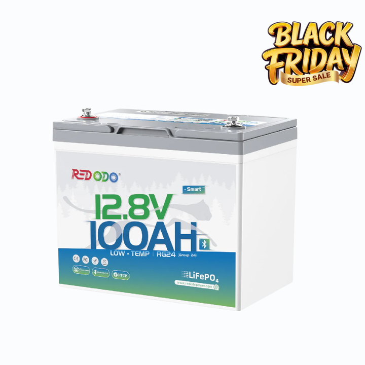 Redodo 12V 100Ah Group 24 Bluetooth LiFePO4 Battery