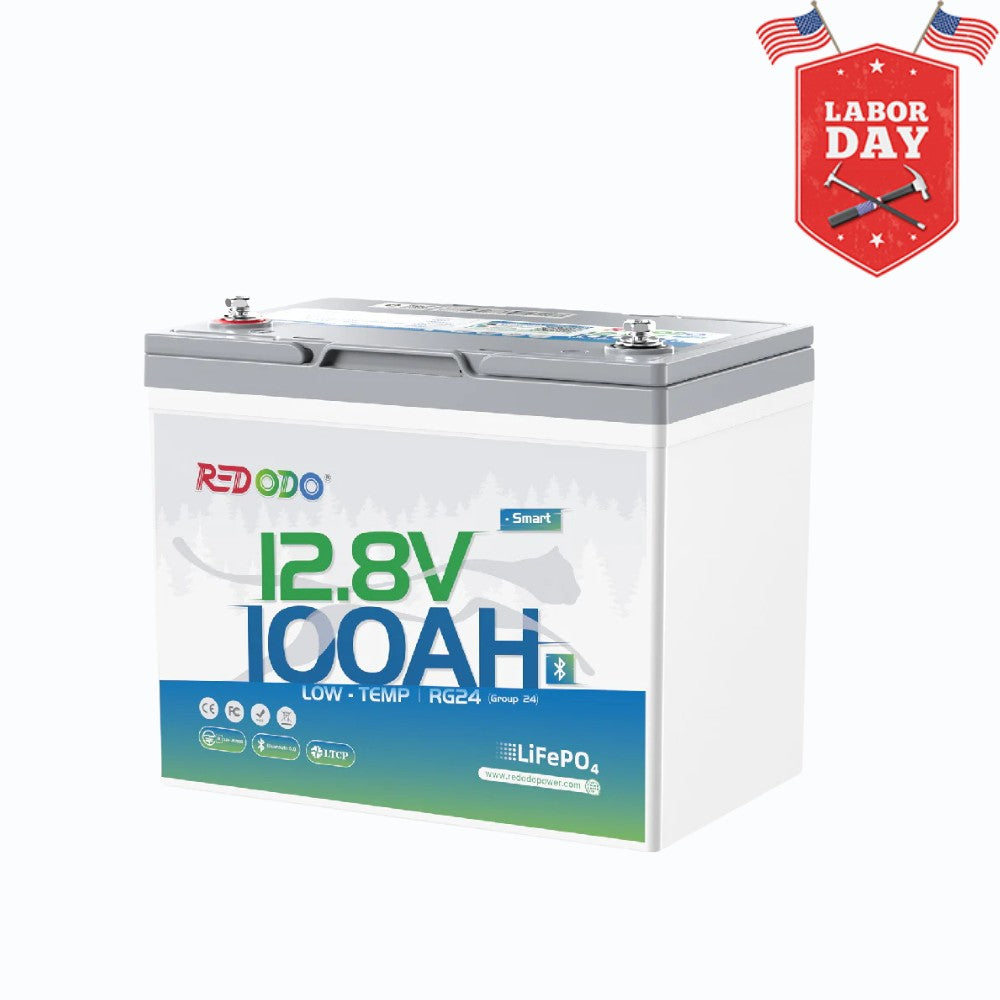 ⚡[Final $225] Redodo 12V 100Ah Group 24 Bluetooth LiFePO4 Battery | Real-Time Battery Monitoring | For RV, Marine, Solar