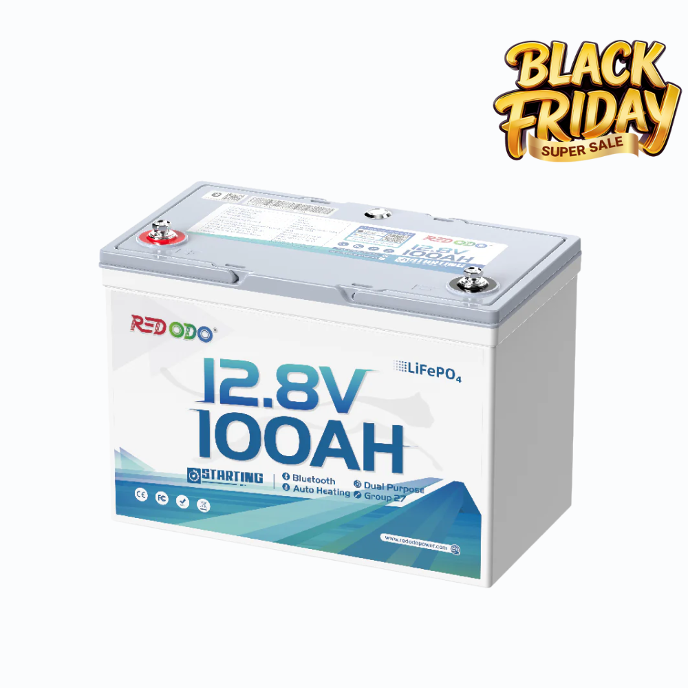 【Final $304】Redodo 12V 100Ah 900 CCA Group 27 Dual Purpose Marine Battery with OTA Bluetooth Auto-Heating