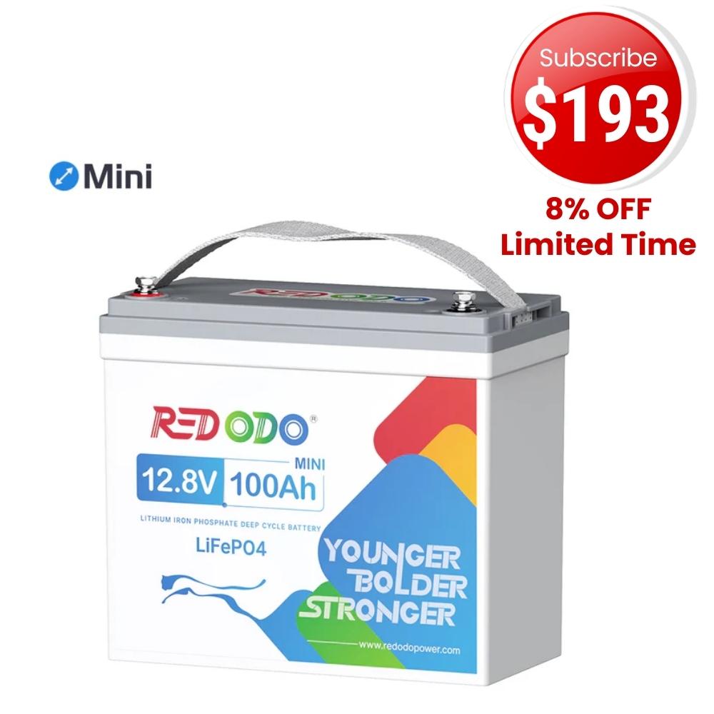 🔥【Subscribe for $193】Redodo 12V 100Ah Mini Lithium LiFePO4 Battery | Smallest 12V Battery | For RV, Trolling Motor, Solar