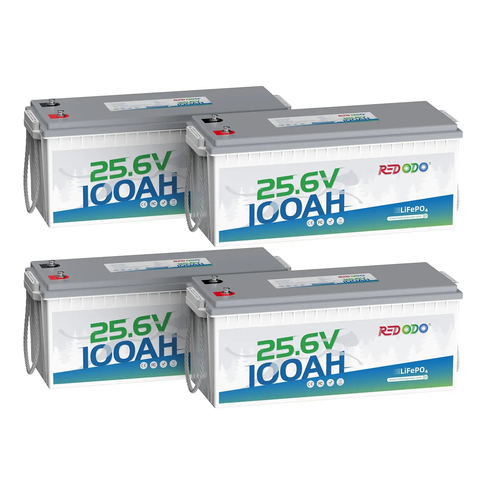 4 pack of Redodo 24V 100Ah lithium ion battery