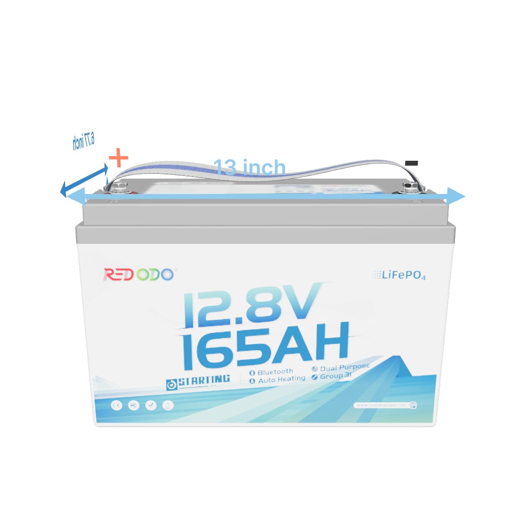 【Final $451】Redodo 12V 165Ah 1200CCA Dual-Purpose Lithium Bluetooth Marine Battery with Self Heating