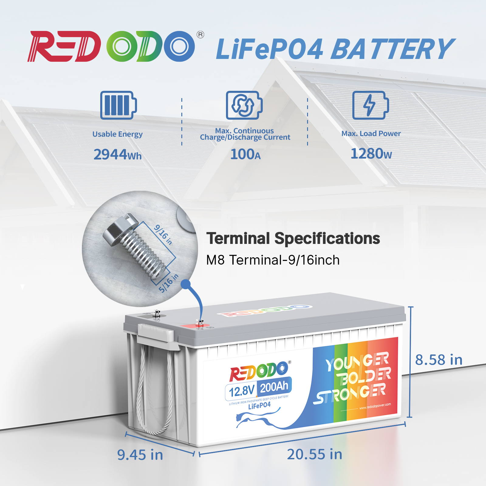 【Like New】Redodo 12V 200Ah Pro (230Ah) LiFePO4 Battery | 2.944kWh & 1.28kW Redodo Power
