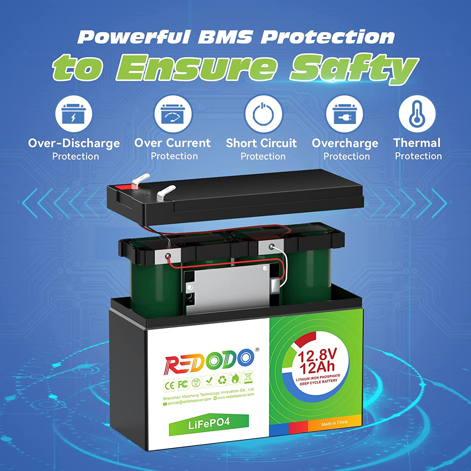 12V 12Ah lithium battery Redodo